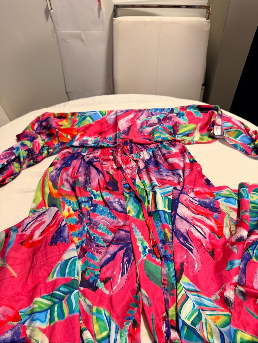 Fashion Nova Pastel Tropical Pants and Scarf/halter top - Pink Multi - Picture 8 of 9